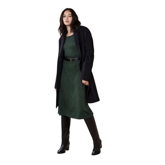 Holiday Midi Sweater Skirt XXL Green Holiday Shimmer Pull On Lurex Banana Republ - Picture 1 of 12